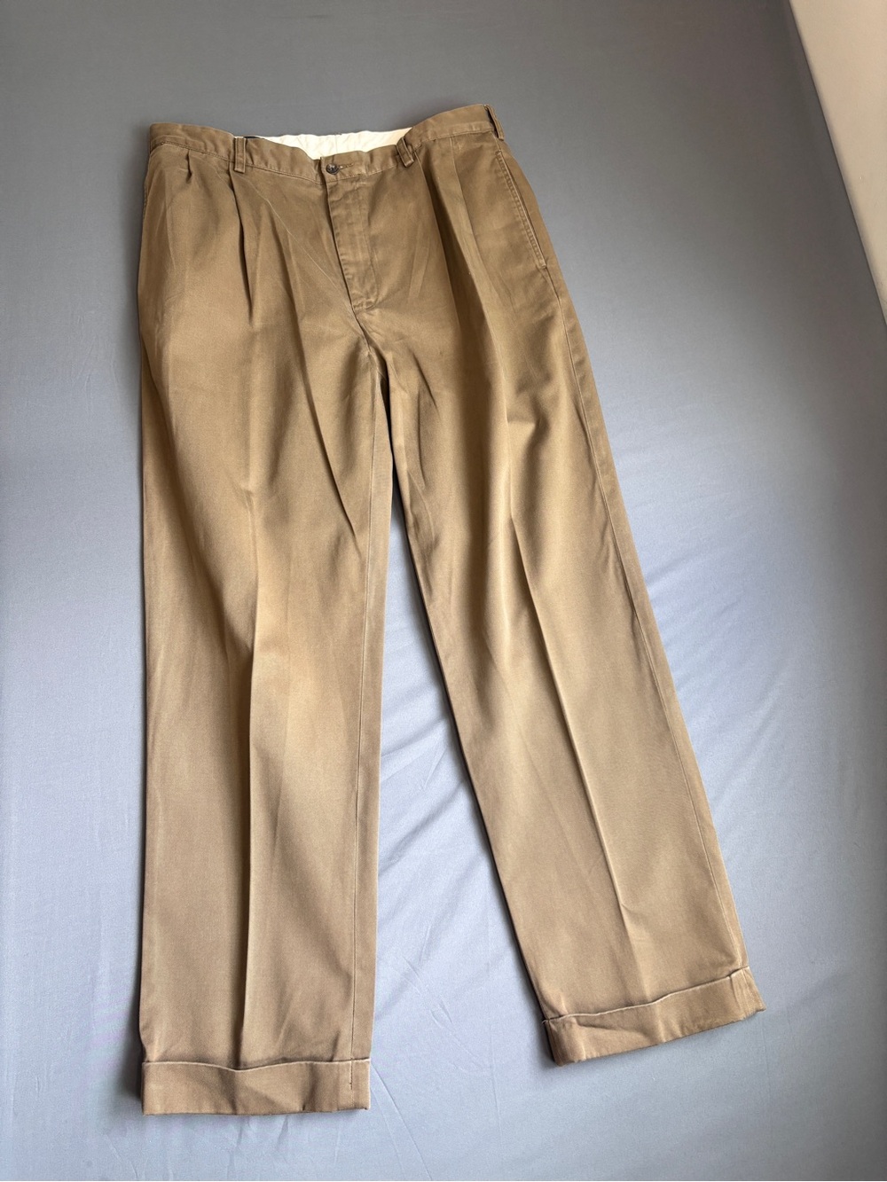 Polo Ralph Lauren Hammond Pants Men's 36x32 Brown Pleated Classic Chino Cotton - Picture 2 of 9